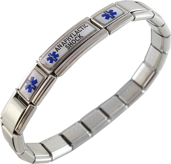 Anaphylactic Shock Medical Alert ID Bracelet for Men or