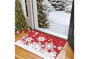 CAROMIO Christmas Doormat 20 x 32 Inch Holiday Xmas Decorative Door Mat Winter Christmas Snowflakes Welcome Mat Outdoor Indoor Non Slip Entrance Floor Door Mat Front Porch for Home Decoration