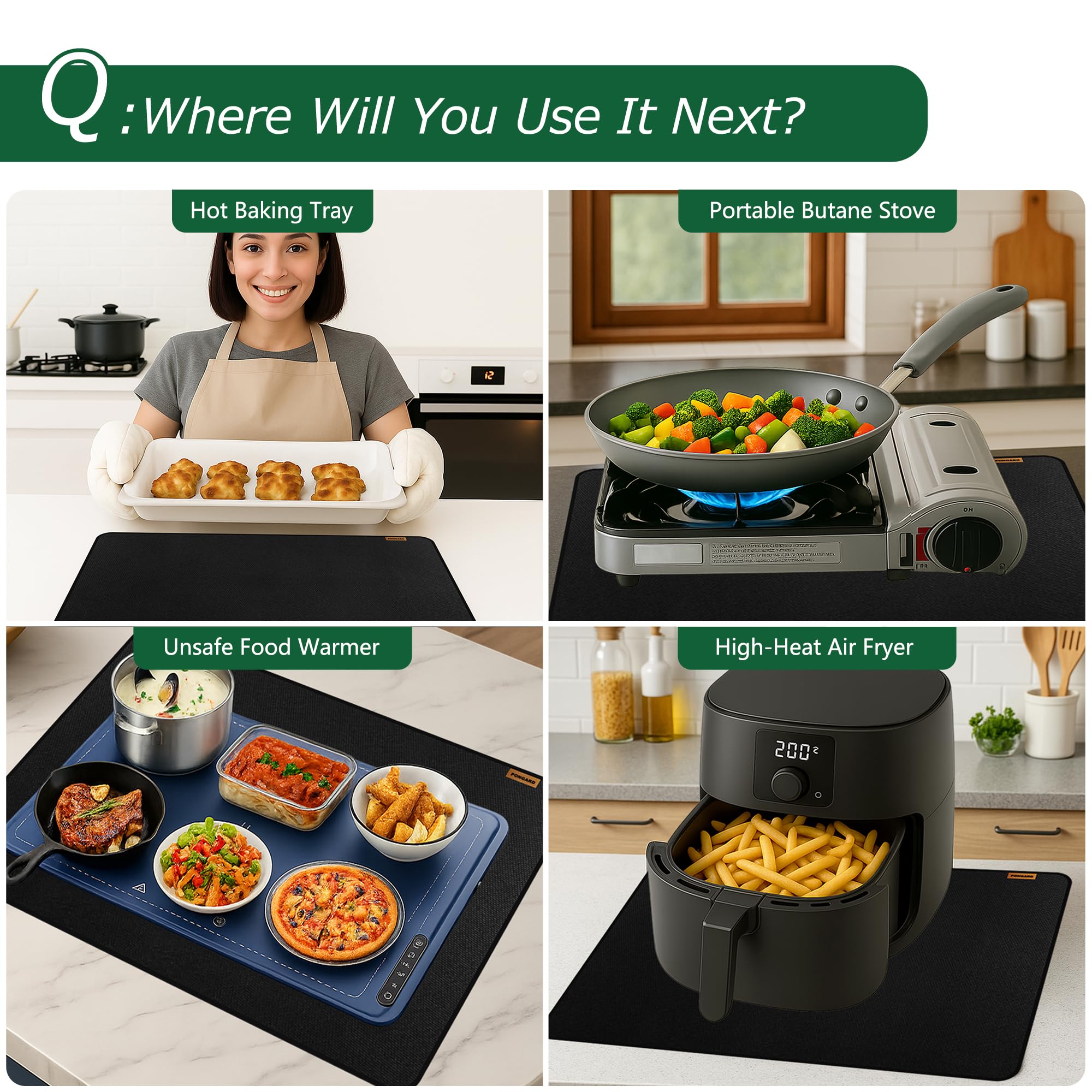 Fireproof Stove Top Covers for Electric Stove, Waterproof & Heat Resistant Mat for Glass Top, Stovetop Protector, Anti-Scratch, 30x21 Black