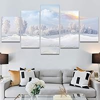 SIGNWIN 5 Panel Canvas Wall Art Modern Art Forest Multicolor Photography Relax/Calm Romantics Scenic for Home Decorations Ready to Hang - 60