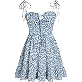 CIDER Womens Floral Spaghetti Strap Dress Summer Cute Vacation Sundress Dress Blue