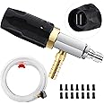 FIXFANS Adjustable Long Range Downstream Injection Nozzle Kit 4-4.5 GPM, Pressure Washer Spray Nozzle, High Power Washing External Chemical Injector with 1/4” Quick Connect, 2500 to 4000 PSI