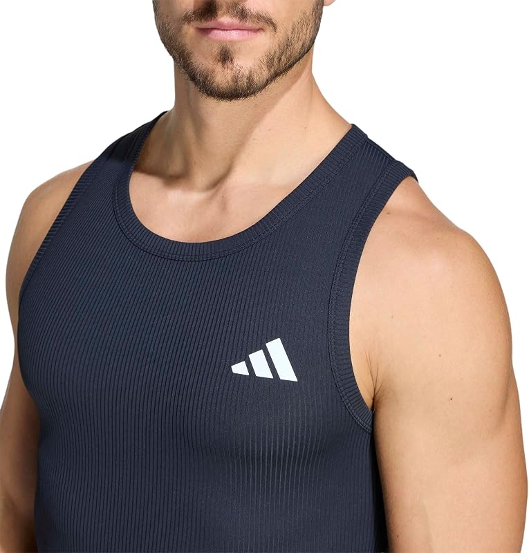 Homme Power Essentials Workout Rib Tank Shirt, Black, M — photo 4 sur 5