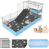 MODESLAB Guinea Pig Cages with Tarp and Bedding Pee Pad Liner, 2-Story Large Guinea Pig Playpen C&amp;C Loft Cage for 2 Rabbit Bunny Chinchilla Small Animal Habitat for Indoor