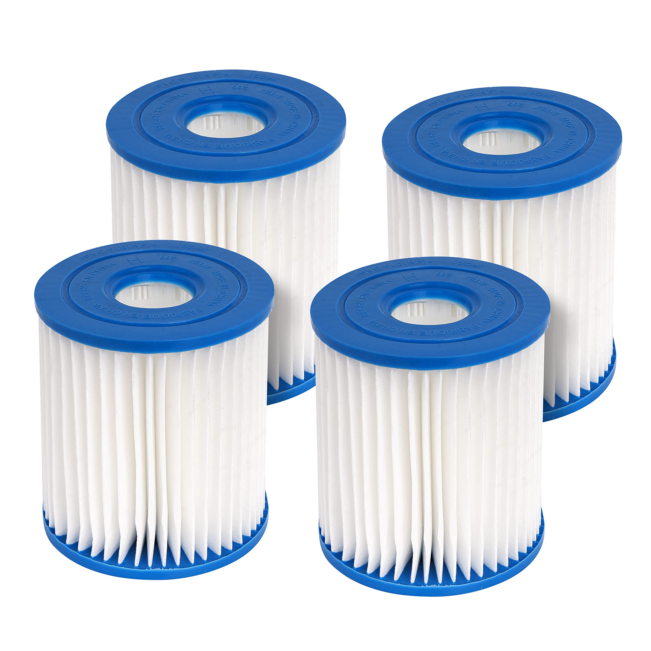 FFyan XCQ-752 Swimming Pool Replacement Cassette 28601/28602 Pump Filter for Intex Type H 29007E Set Cartridge Filter for Outdoor Pools Spa Whirlpool Pack of 4