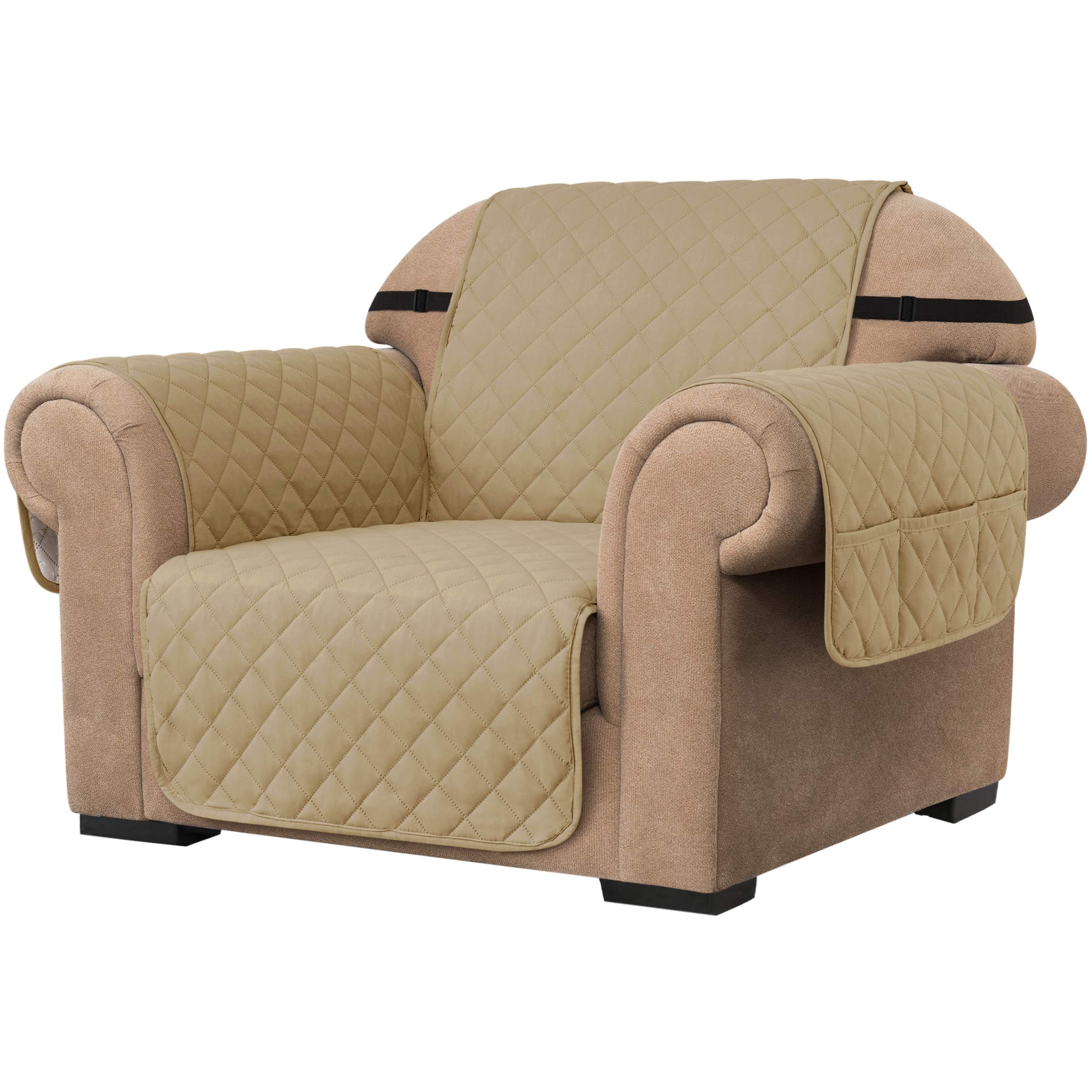 SU SUBRTEX Strench Sofa Cover Reversible Furniture Protector with Elastic Strap for Livingroom Non-Slip Washable Couch Chair for Pets Kids Children(1 Seater,Sand), VCUKSBTSFJ001S0S