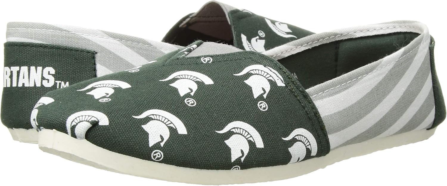 FOCO NCAA Womens College Canvas Stripe Slip On Shoes : Clothing
