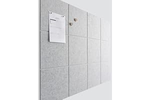 VIVELDA Large Cork Board for Office Black Felt Board Alternative - Felt Bulletin Board Tiles for Office Wall Decor, Push pin Board Wall Organizer for Office - Pack of 12 (Marble White)