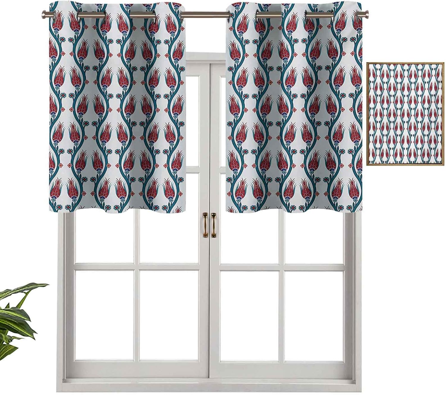 Hiiiman Cenefa corta recta, estilo otomano, con diseño de tulipán y