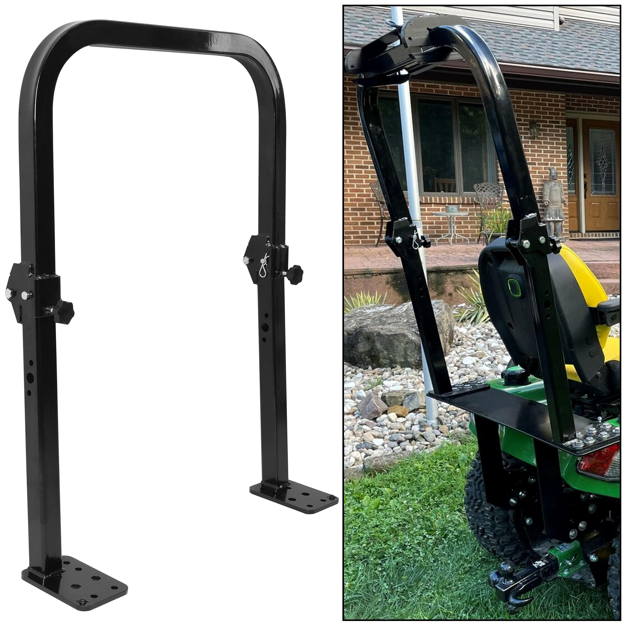 Photo 1 of ECOTRIC Tractor Folding ROPs Roll Bar Compatible with John Deere 2210 2305 Tractors Zero Turn Mower 27" ROPS Bars