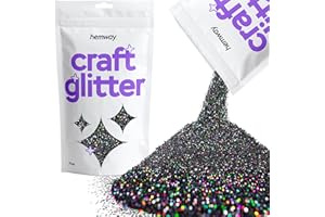 Hemway Craft Glitter 100g / 3.5oz Glitter Flakes for Arts Crafts Tumblers Resin Epoxy Scrapbook Glass Schools Paper Halloween Decorations - Fine (1/64" 0.015" 0.4mm) - Black Holographic