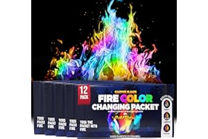PARTY FLAMES Magic Campfire Fire Color Changing Packets for Fire Pit (12 Pack) Outdoor Fireplaces & Bonfires, Rainbow Colored Flames – Perfect Camping Essential & Accessories for Kids & Adults - Campfire Flames