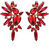 VANGETIMI Vintage Rhinestone Statement Earrings for Women Fashion Bling Colorful Crystal Cluster Drop Dangle Earrings