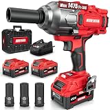 Alloyman Cordless Impact Wrench, 1475Ft-lbs (2000N.m) 1/2 High Torque Brushless Impact Gun, 20V Power Impact Driver, 2*4000mAh Battery,3 Sockets, Brushless Motor Variable Speeds for Car/Truck RV/Mower