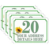 SET of 4 (A6 = 148MM X 105MM) Personalised wheelie bin stickers (4 Pack) printed with your street, road or house name (A6)(new FLOWER DESIGN) (SUNFLOWER)