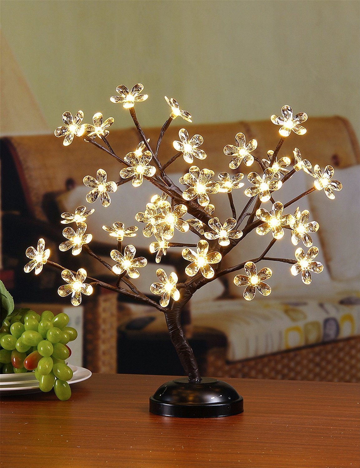 Lightshare 18inch Crystal Flower LED Bonsai Tree, Warm White, 36 LED