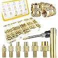 ERHT 3D Printing Brass Nuts Threaded Inserts M2 M2.5 M3 M4 M5 M6 Female Thread Metric Knurled Nuts Assortment Kit Brass Heat Set Insert for Plastic and 3D Components