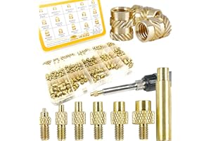 ERHT 3D Printing Brass Nuts Threaded Inserts M2 M2.5 M3 M4 M5 M6 Female Thread Metric Knurled Nuts Assortment Kit Brass Heat Set Insert for Plastic and 3D Components