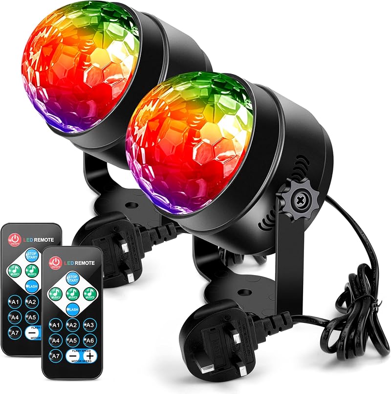 Litake 2 Pack Disco Lights Remote Control 3W RGB LED Ball Stage Lighting 7 Modes