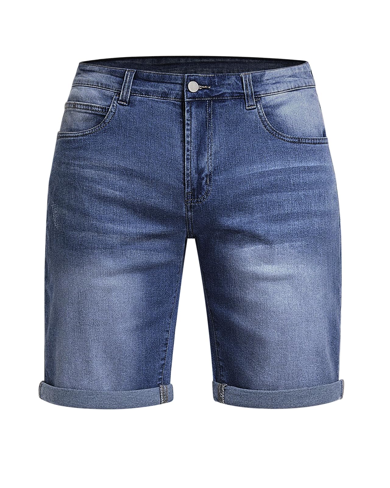 HMIYA Kurze Hosen Herren Jeans Shorts Baumwolle Sommer Freizeitshorts Stretch Regular Fit Jeansshorts mit Taschen(Medium Indigo,EU-L) 5