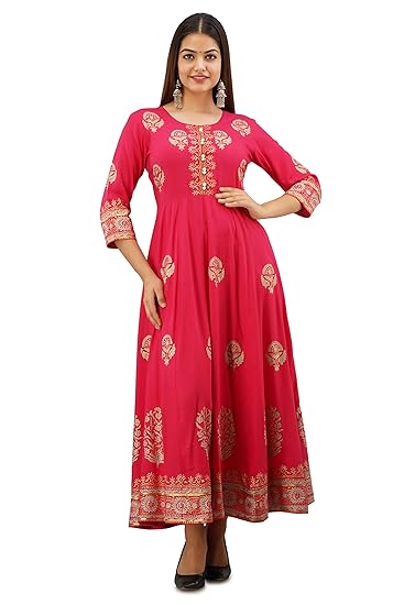 Women Rayon Printed Anarkali Kurta