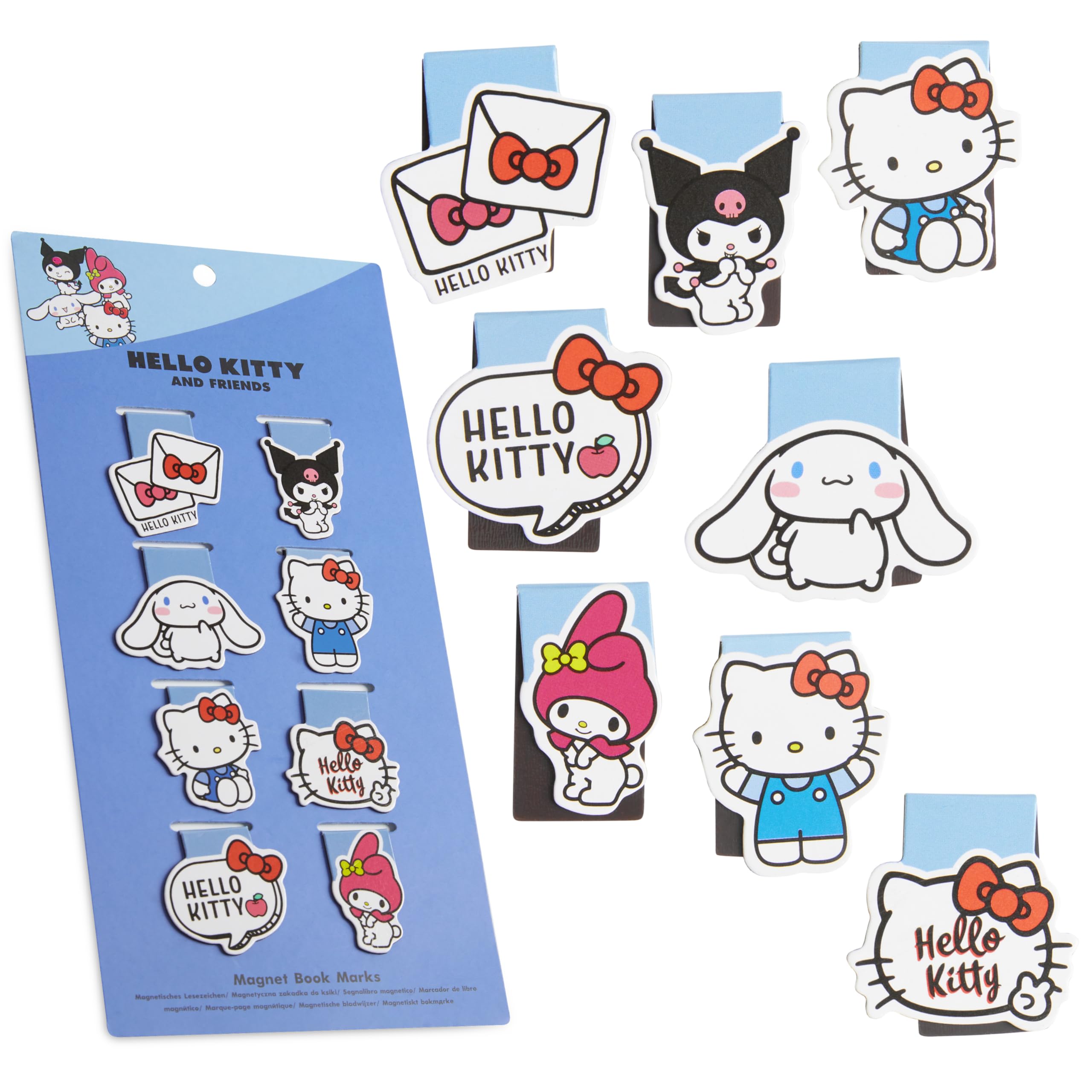 Hello Kitty Magnetic Bookmark Kawaii Page Holder School University Girls Teens Women Students Teachers Stocking Fillers Gifts for Readers Anime Gifts (Blue 8 Pack)