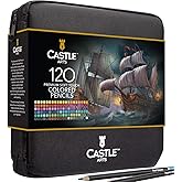 Castle Art Supplies 120 Colored Pencils with Zipper | Quality Soft Coloured Leads for Adult Artists, Professionals and Colorists | In Zipper Pouch