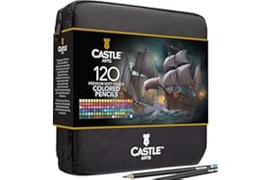 Castle Art Supplies 120 Colored Pencils Zipper-Case Set | Quality Soft Core Colored Leads for Adult Artists, Professionals an