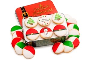 Christmas Cookies, Decorated Black And White Cookies In Tin, Gourmet Food Gift Box, Holiday Gifts, Corporate Idea, For Men And Women 18 Count Custom Cookies