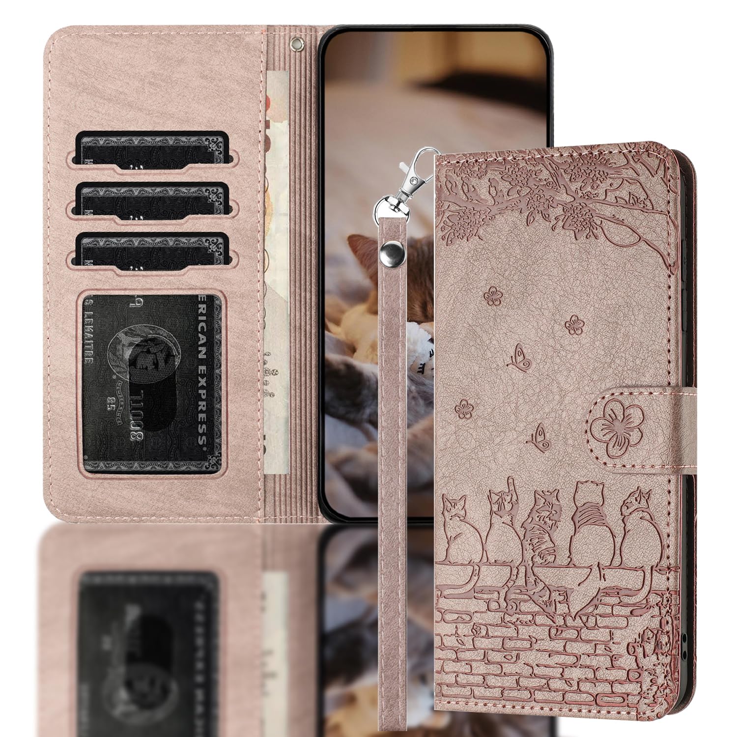 Nokverzy Wallet Case for iphone 15(6.1") Leather Case Shockproof TPU Magnetic Kickstand Slim Fence Flip Phone Case for iphone 15(6.1") Wallet Case with Card Holder Silicone Strap Purple