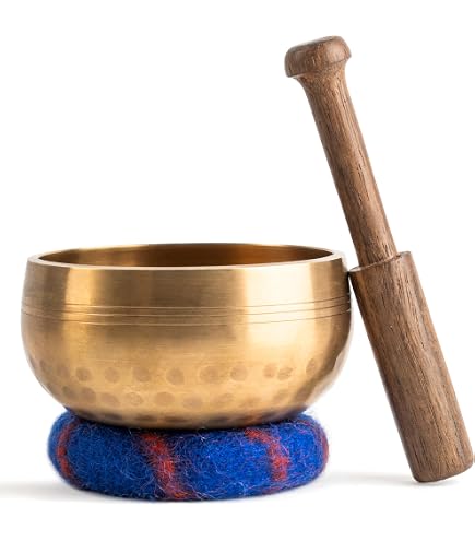 Mini Bol Chantant Tibétain - Ensemble Méditation Avec Maillet Et Coussin, Son Apaisant Anti-stress Portable