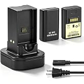 2-Pack Rechargeable Battery Pack for Xbox 360 Controller with Charging Dock | with xbox 360 Dual Charging Dock Charger Station Stand Base, 4800mAh battery, Power cable