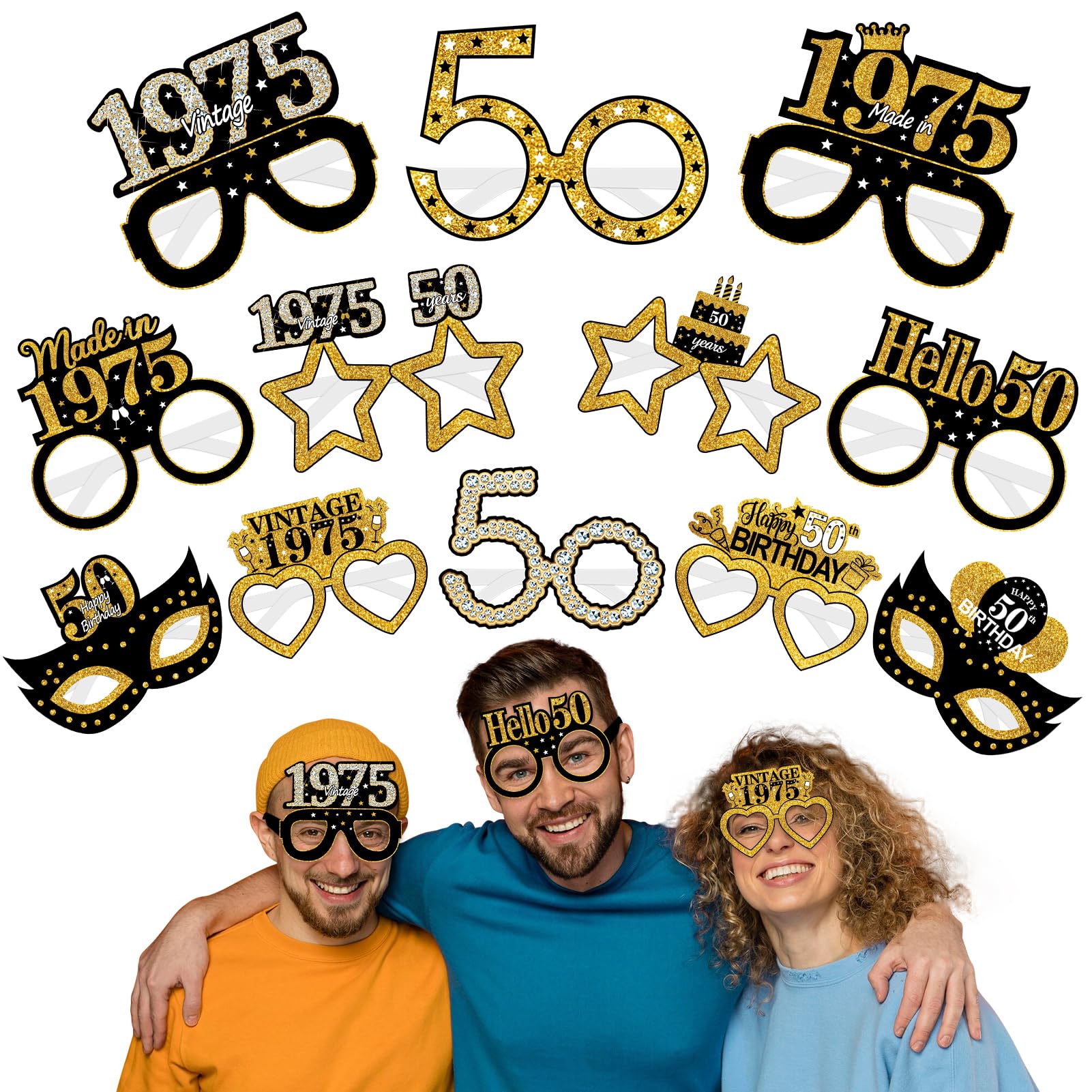 Turypaty 24Pcs 1975 50th Birthday Paper Glasses