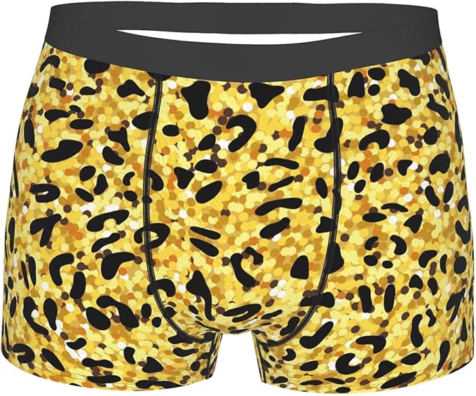 Golden leopard print Men's Underwear Breathable Men Boxer Briefs