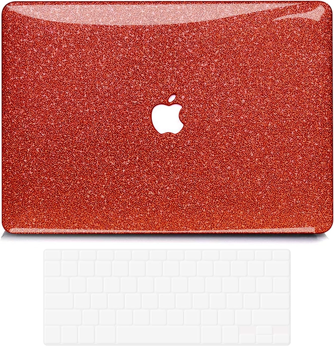 MacBook Air 13 Inch Case 2020 2019 2018 Release A2337 M1 A2179 A1932, G JGOO MacBook Air 2020 Case with Touch ID, Smooth Glitter Hard Shell Case + Keyboard Cover Compatible with Mac Air 13 Retina, Red