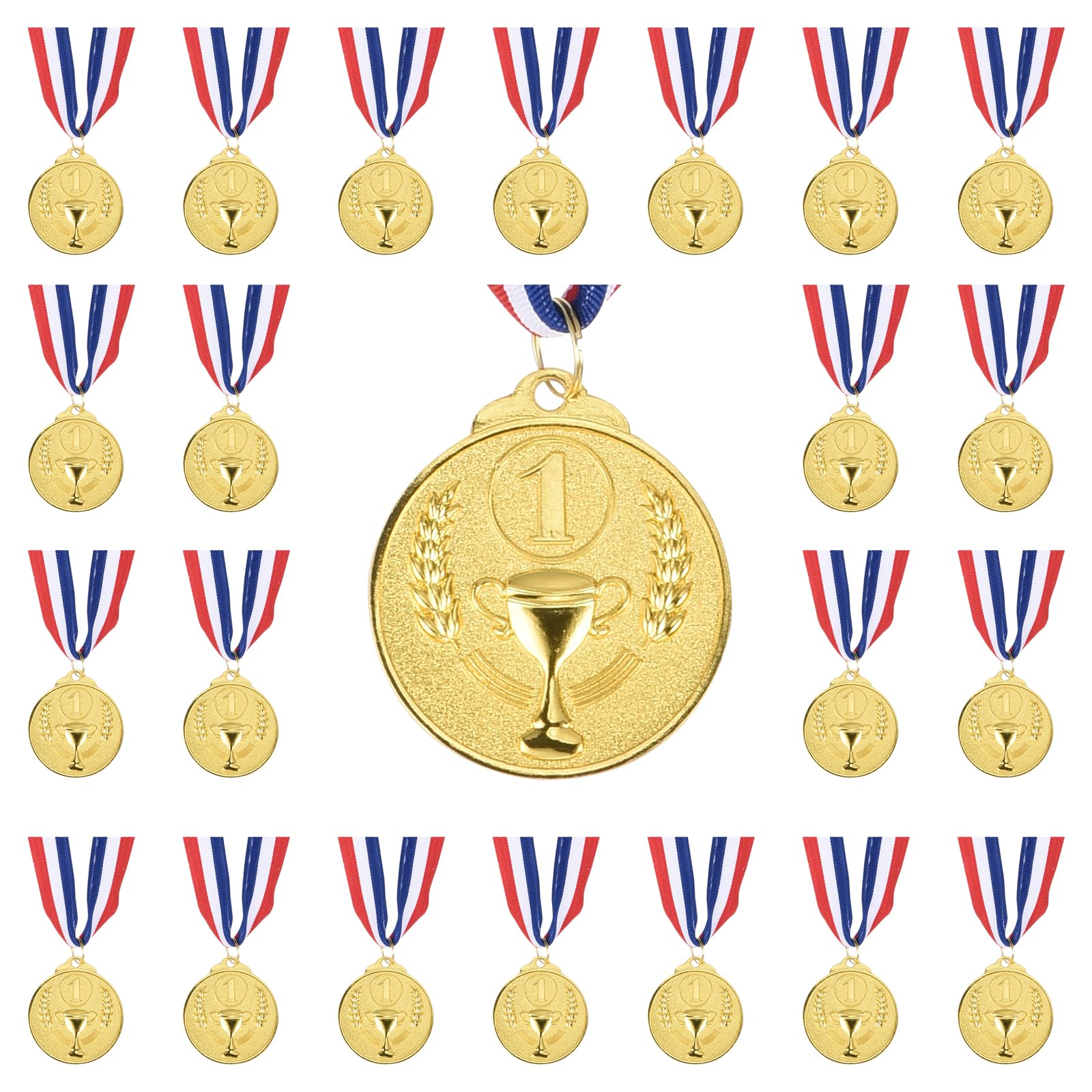 PATIKIL 24 Pieces Gold Award Medals, 2 Inch Winner Award Medals 1st Prize with Neck Ribbon for Games Sports Competitions