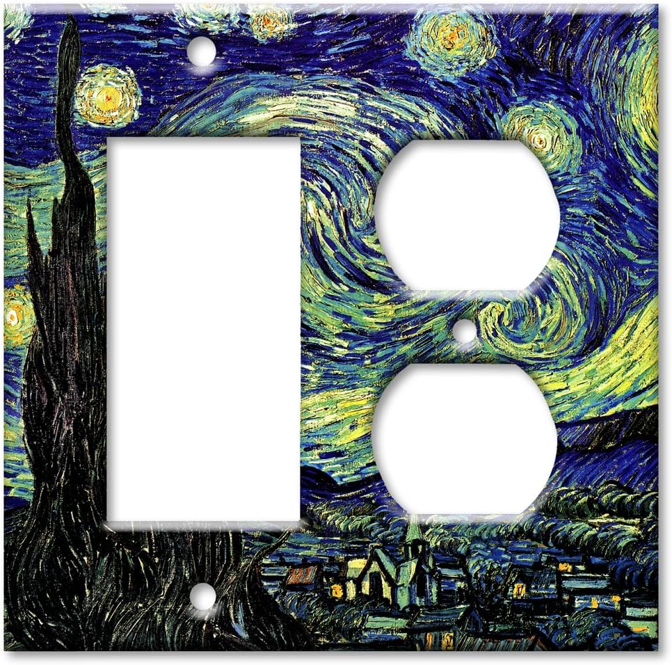 Van Gogh: Starry Night Wall Plate - Double Gang Combo - Decora/Outlet