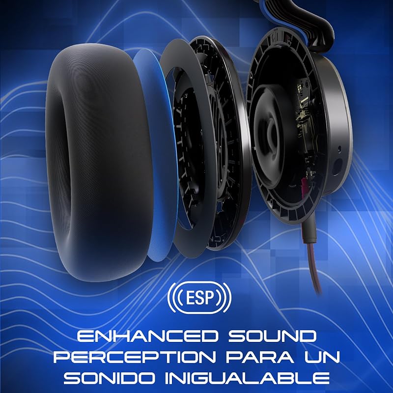 Skullcandy SLYR Pro Over-Ear Multiplatform Wired Gaming Headset, com perceção de som aprimorada, microfone AI, compatível com Xbox PlayStation e PC - Azul