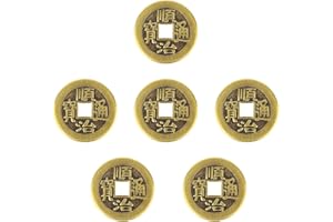 6pcs Chinese I Ching Coins, 2.7cm/1.1in Chinese Feng Shui Lucky Coins Brass Good Luck Ancient Coin Practical Divination Gadge