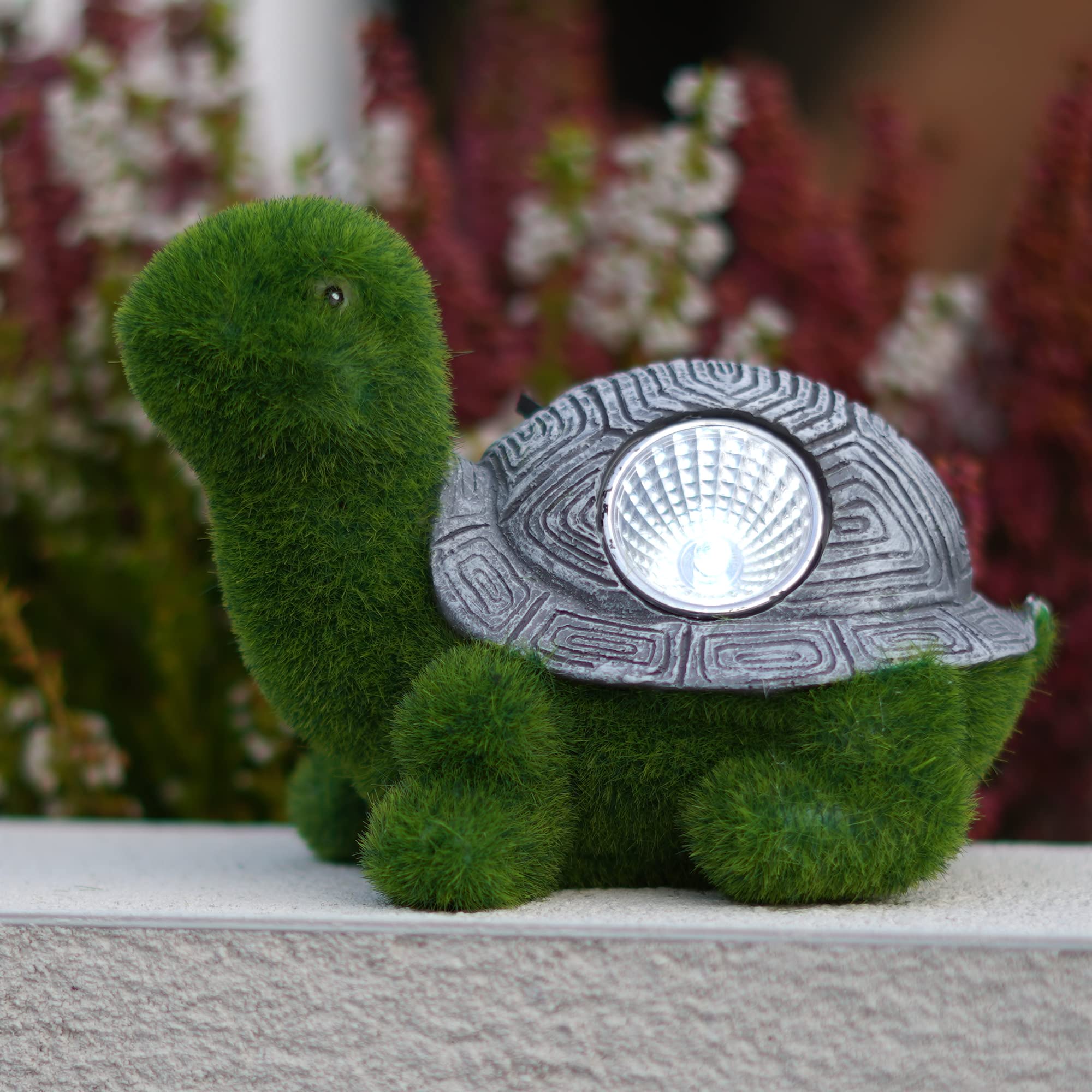 GloBrite Flocked Turtle Ornaments with LED Solar Light | Garden Ornaments Outdoor Light | Waterproof Resin Accessories | Animal Statue for Outdoor Decor and Garden Gifts (Turtle)