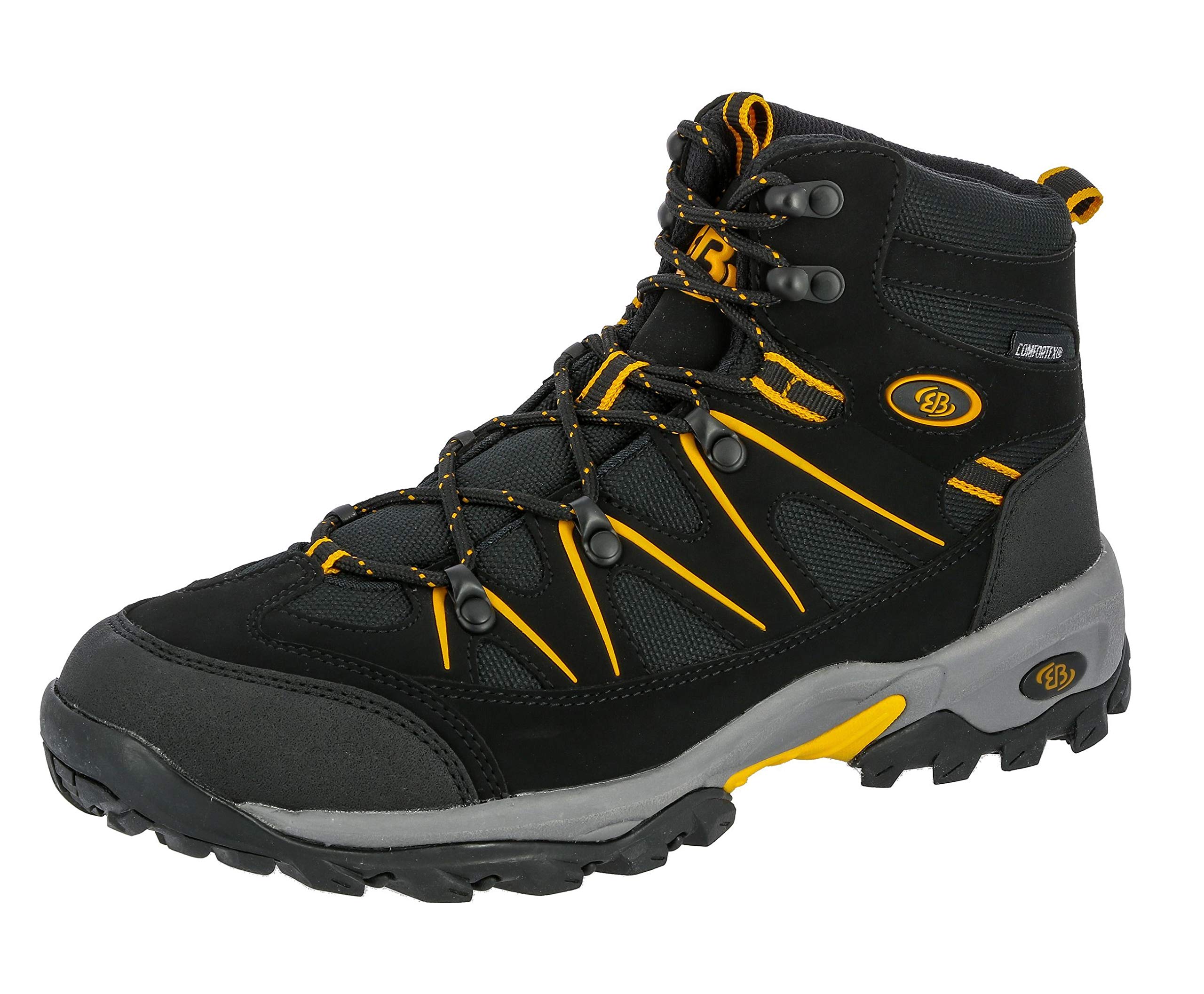 Brütting Men’s Mount Hunter High High Rise Hiking Shoes, Black (Black/Yellow), 6.5 UK