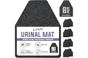 LVAP Urinal Mats (8 Pack) - for Men Bathroom Commercial, Disposable | 8-Pack Black Odor-Control Urinal Pads for Professional Restroom Hygiene