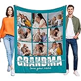 Ruleyka Grandma Blanket Personalized Gifts Mothers Day Blanket from Grandkids Best Grandma Ever Custom Blankets with Photos Customized Blankets Picture Collage Throw Mothers Day Birthday Gifts