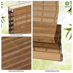 LazBlinds Cordless Bamboo Roman Shades, Light
