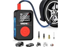 GREPRO Tire Inflator Portable Air Compressor, 160 PSI Portable Air Pump, 3X Faster Air Pump with Digital Pressure Gauge, LED 