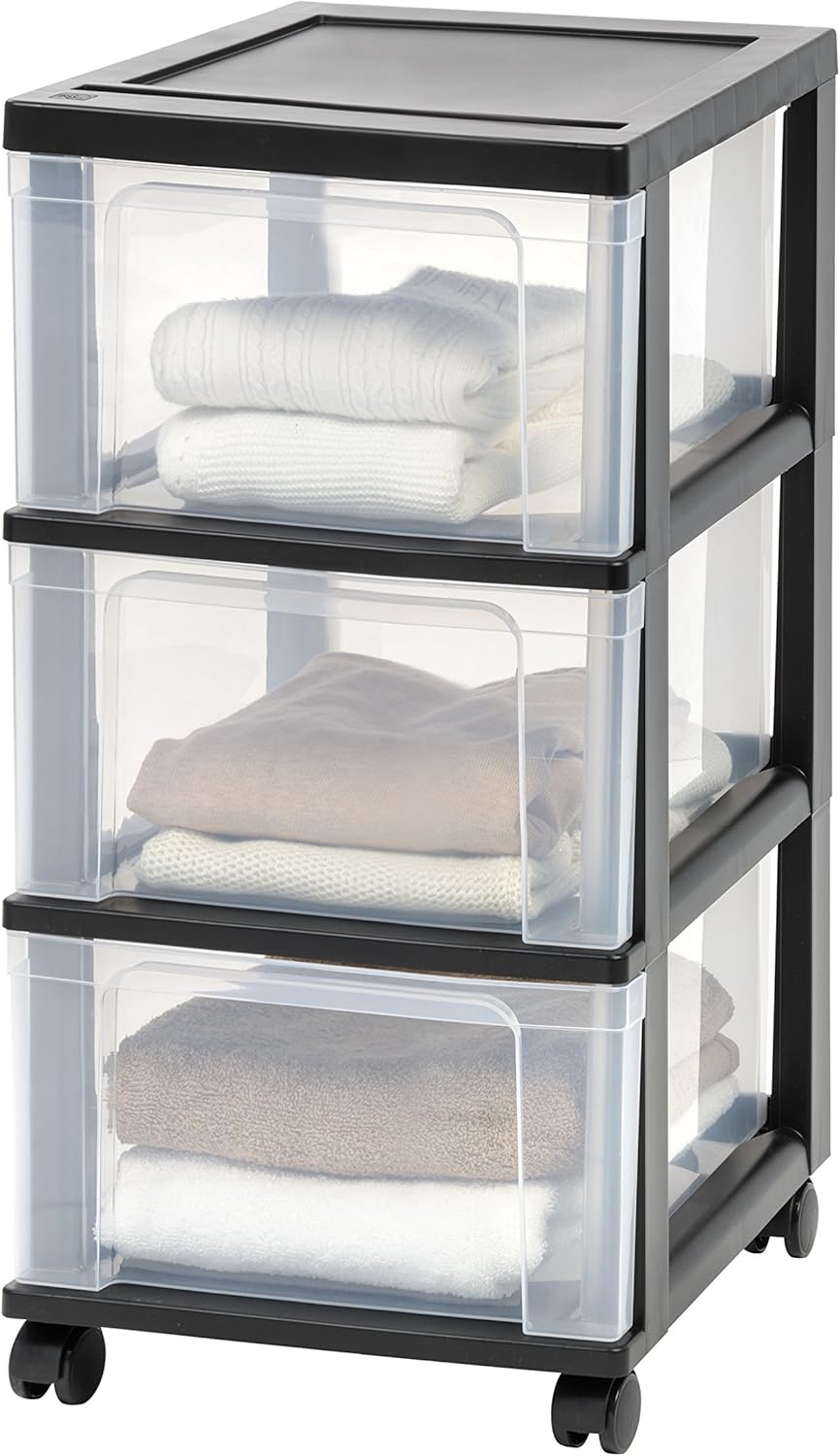 IRIS USA NC-3 3-Drawer Narrow Cart, 2 Pack, Black, 2 Count: Home & Kitchen