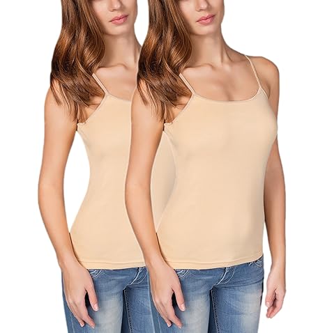 VEDATS 2er-Pack Damen Unterhemd Spaghettiträger Shirt Body Ärmellos