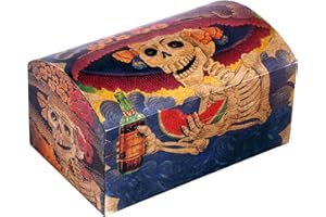 NOVICA Skeleton Dia De Los Muertos Day of The Dead Pinewood Decoupage Chest, Catrina My Love' Jewelry case
