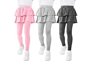 Resinta 3 Pack Girls School Uniform Pants Girls Leggings with Skirt Winter Warm Leggings 4-14 Years