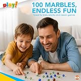 SOL 100pk Glass Marbles Cat’s Eye Assorted Colours Indoor Outdoor Kids Toy view 4